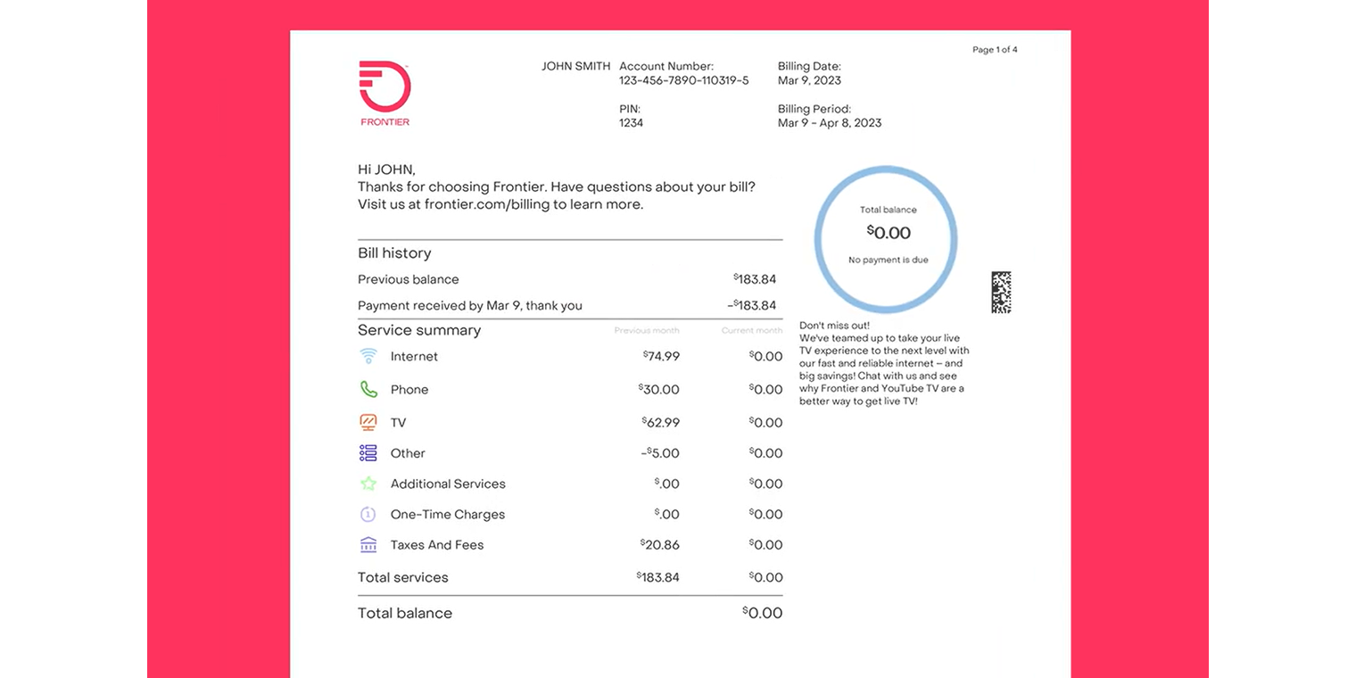 Frontier example bill