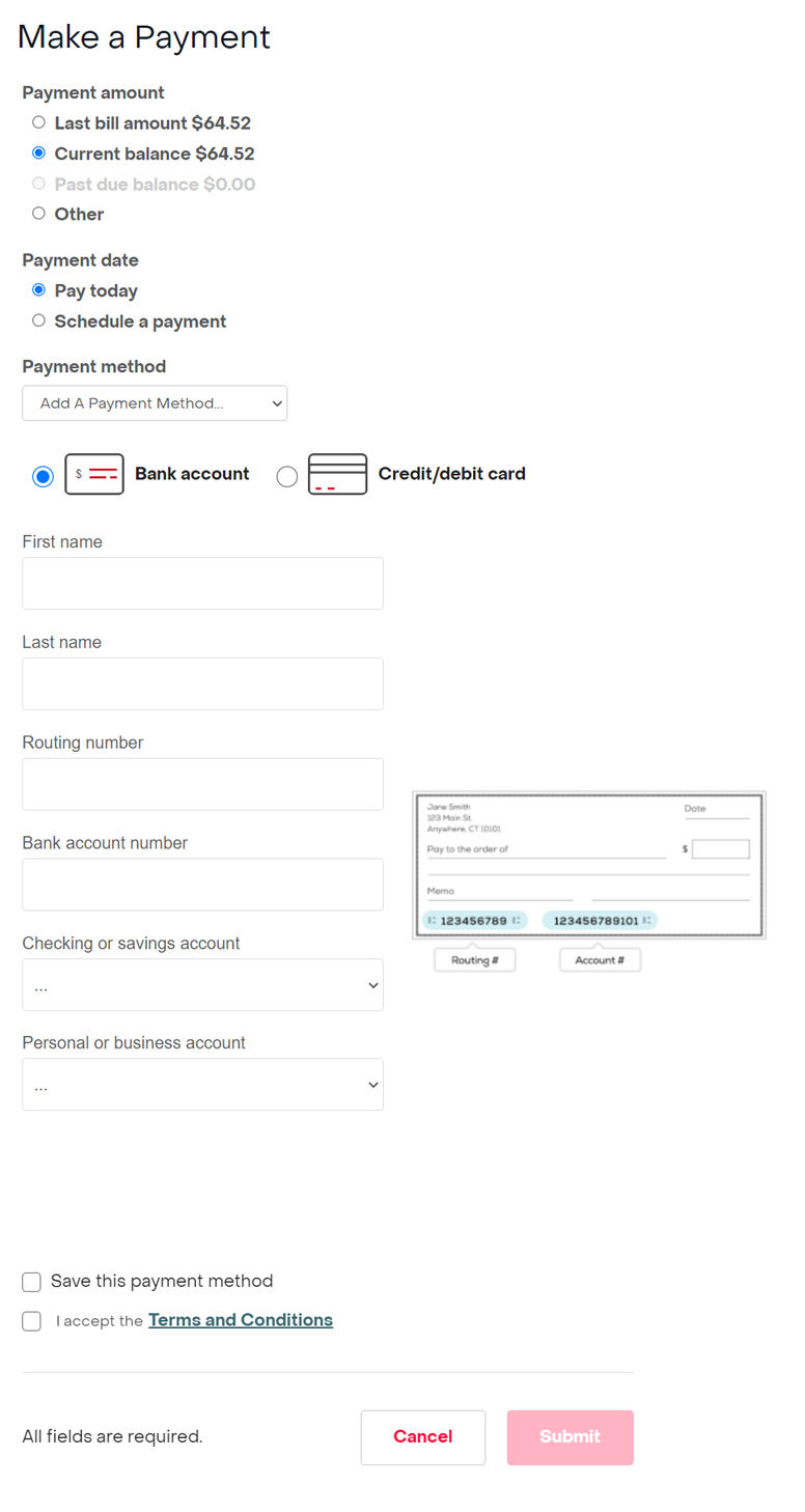 Make a payment in the Frontier account management portal