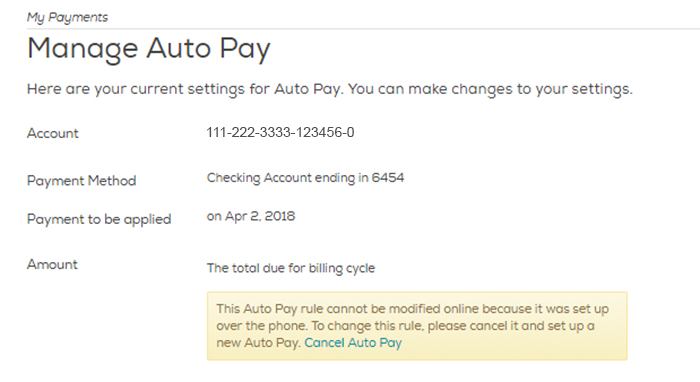 Manage your Auto Pay settings
