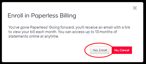 Enroll paperless billing